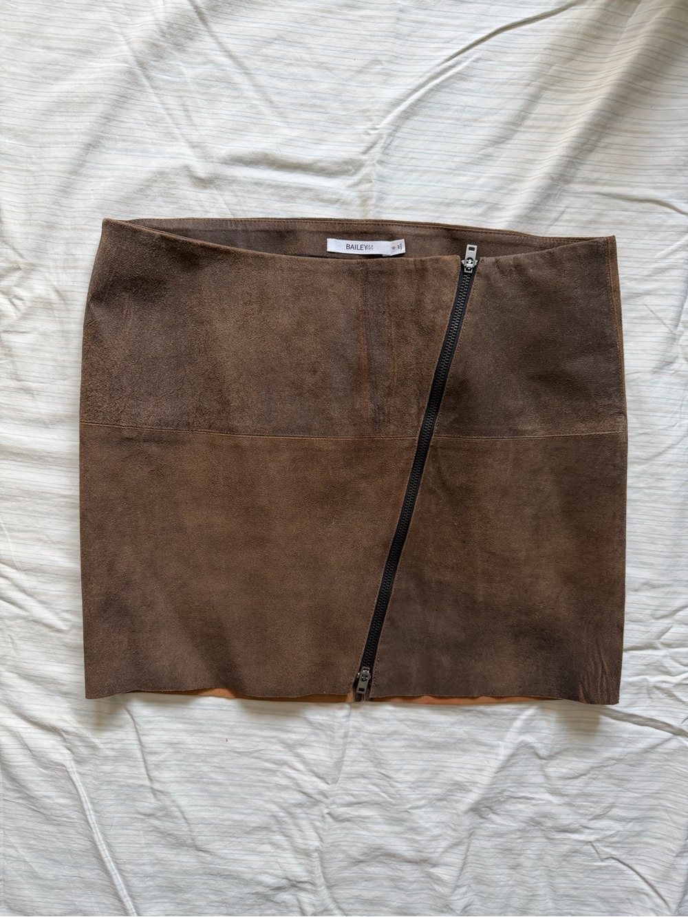 Bailey/44 Brown Suede Asymmetric Zip Mini Skirt size 8